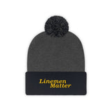 Linemen Matter Pom Pom Beanie