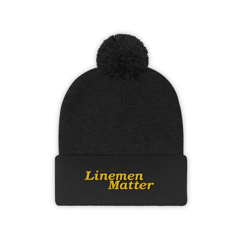 Linemen Matter Pom Pom Beanie